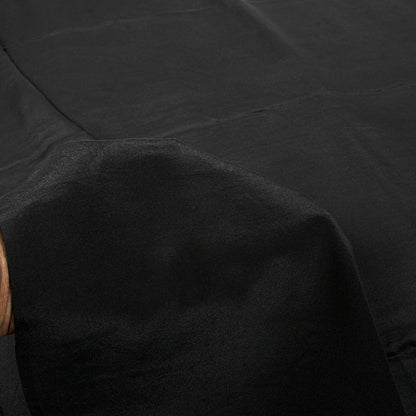 Sanskriti Vintage Saree Black Pure Crepe Solid/Plain Sari 5.5+Yd Craft Fabric