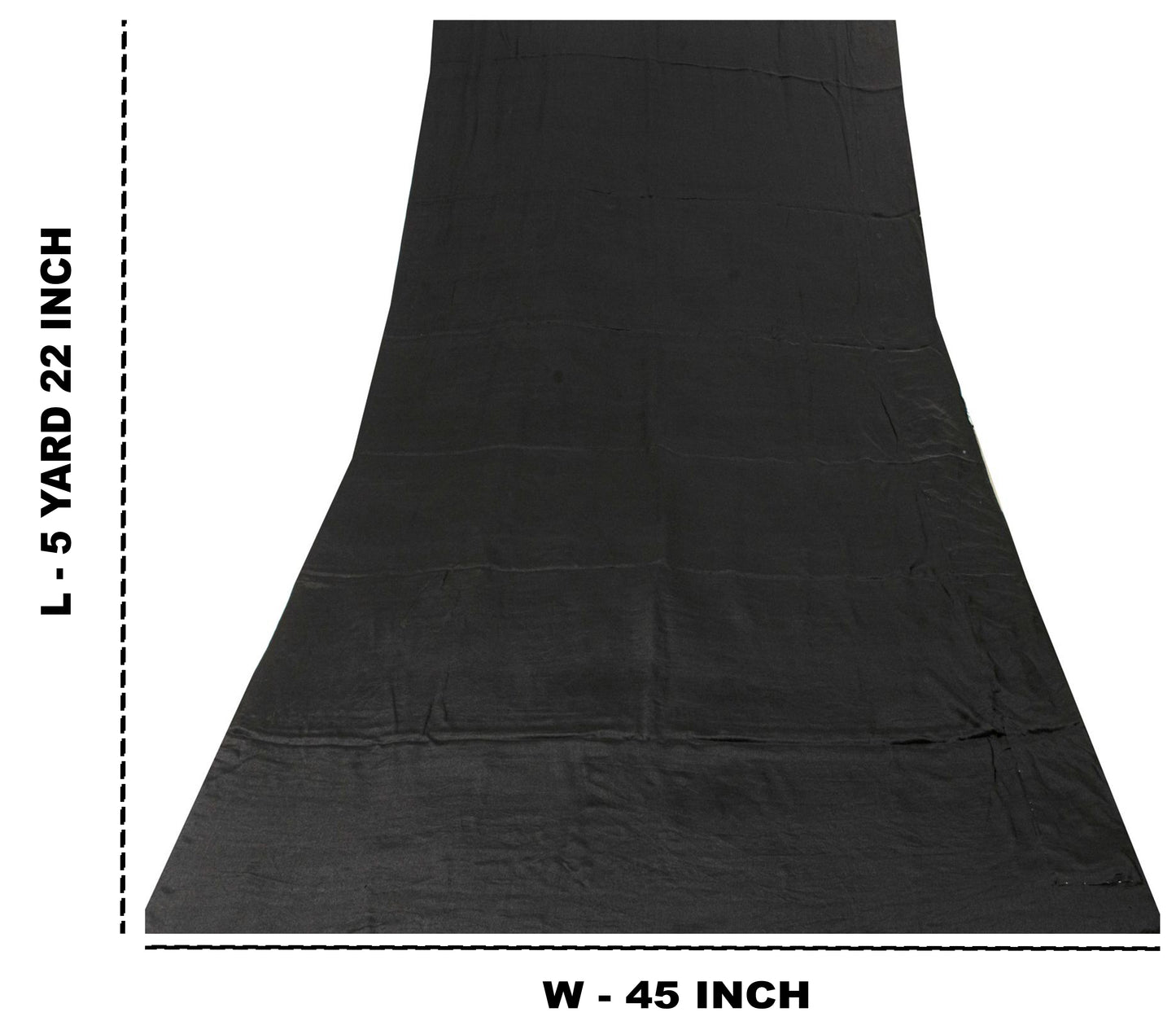 Sanskriti Vintage Saree Black Pure Crepe Solid/Plain Sari 5.5+Yd Craft Fabric
