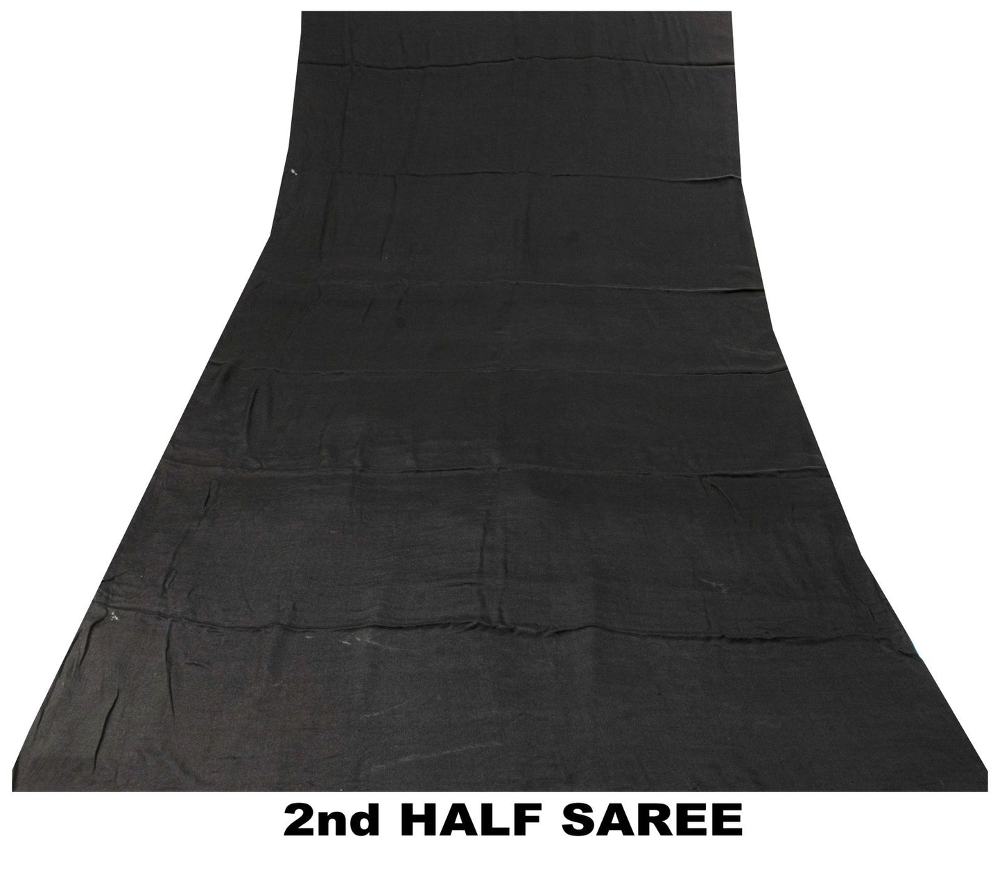 Sanskriti Vintage Saree Black Pure Crepe Solid/Plain Sari 5.5+Yd Craft Fabric