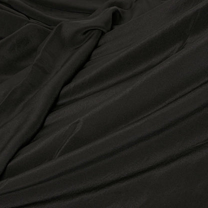 Sanskriti Vintage Saree Black Pure Crepe Solid/Plain Sari 5.5+Yd Craft Fabric