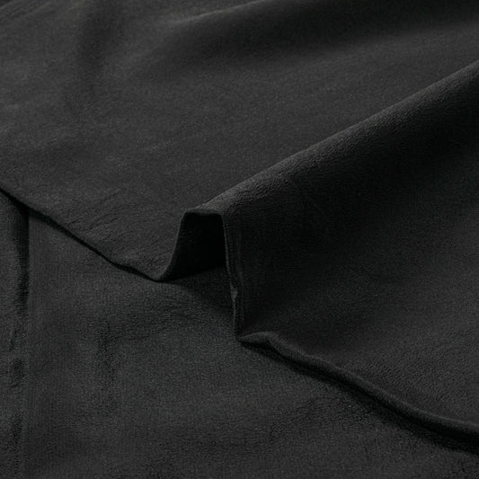 Sanskriti Vintage Saree Black Pure Crepe Solid/Plain Sari 5.5+Yd Craft Fabric