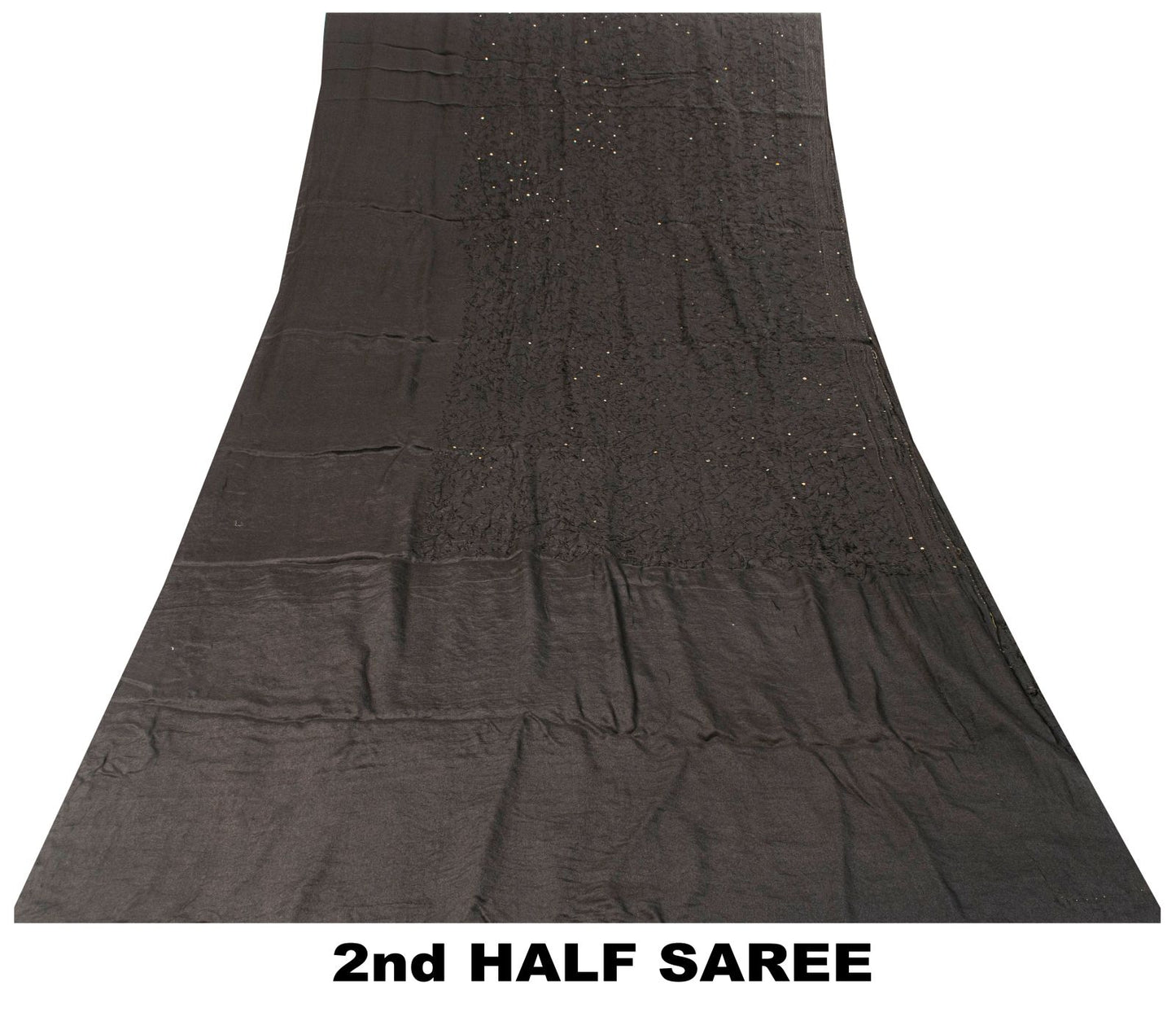 Sanskriti Vintage Saree Black Pure Crepe KashmirAari Embroidery Sari 5+Yd Fabric
