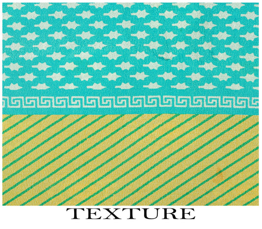Sanskriti Vintage Saree Blue Pure Crepe Geometric Print Sari 5.5+Yd Craft Fabric