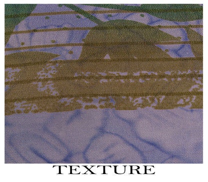 Sanskriti Vintage Saree Blue Pure Crepe Floral Printed Sari 5.5+Yd Craft Fabric