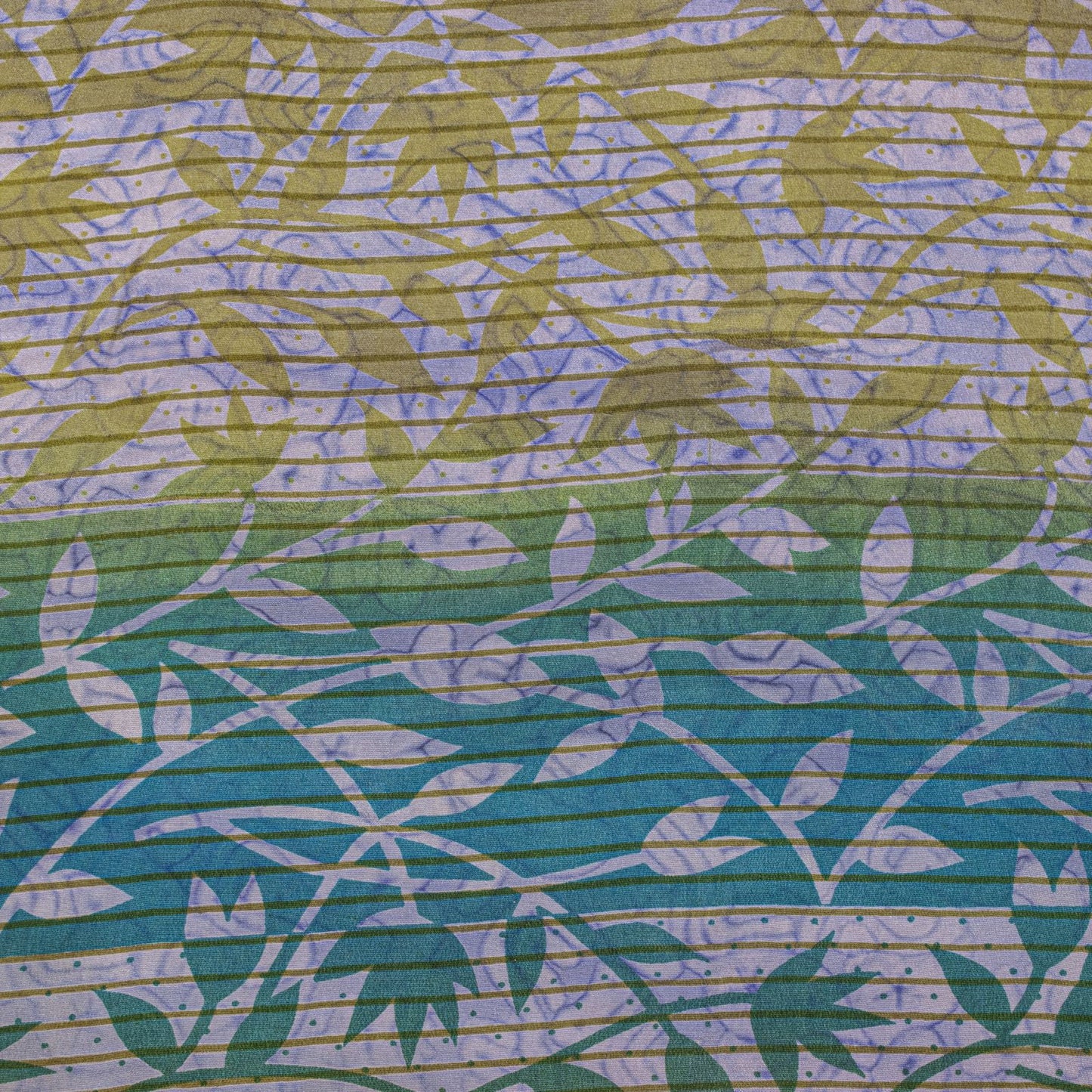 Sanskriti Vintage Saree Blue Pure Crepe Floral Printed Sari 5.5+Yd Craft Fabric