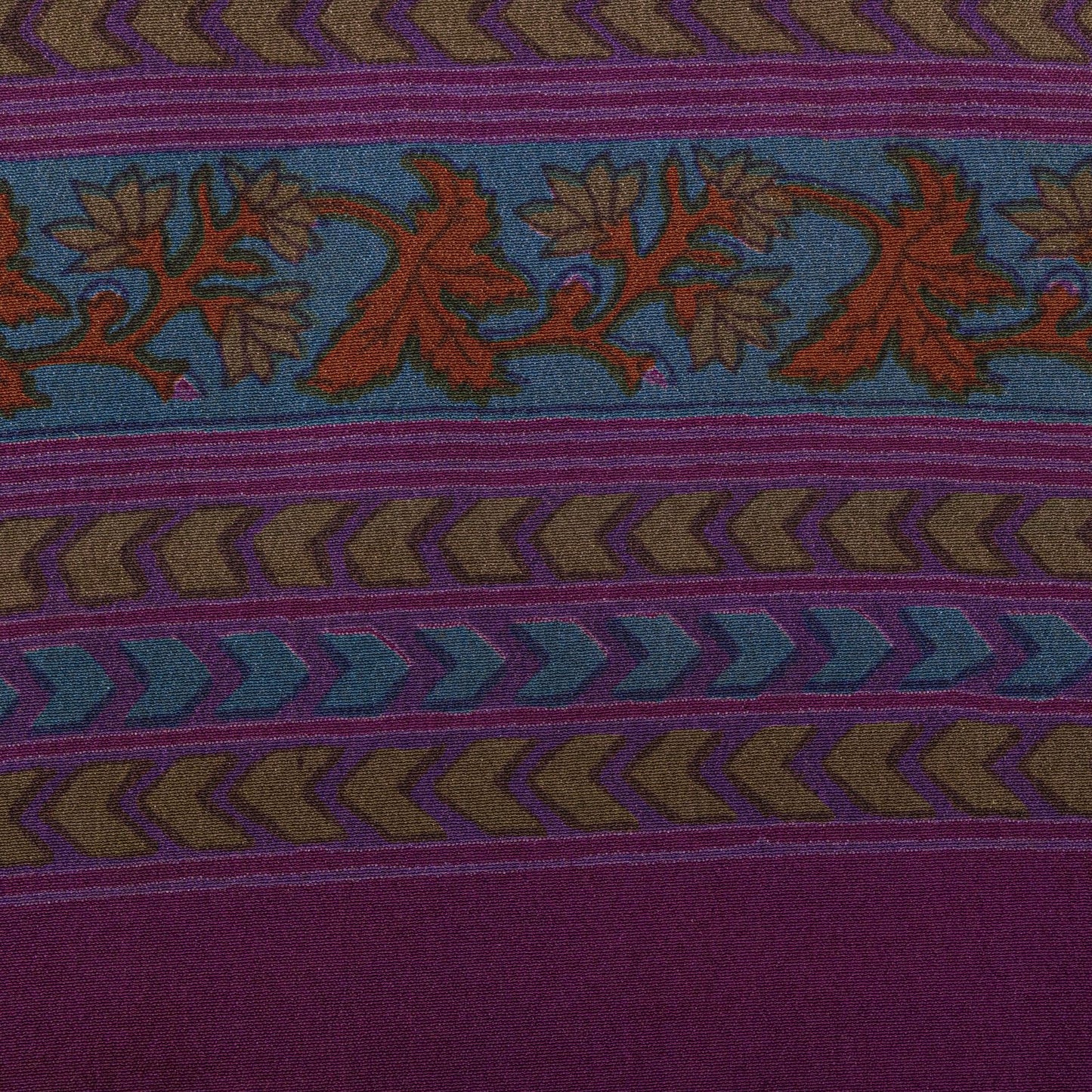 Sanskriti Vintage Saree Violet-Yellow Pure Crepe Floral Printed Sari 6Yd Fabric