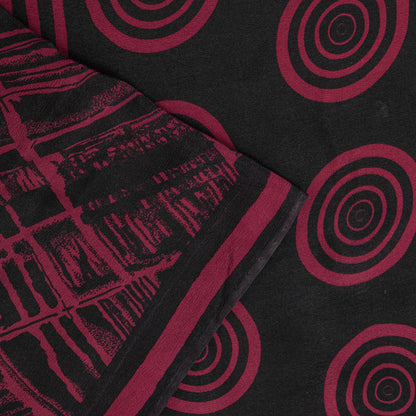 Sanskriti Vintage Saree Black Pure Crepe Abstract Print Sari 5+Yd Craft Fabric