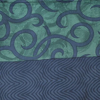 Sanskriti Vintage Abstract Print Pure Crepe Saree Blue Sari 5.5+Yd Craft Fabric
