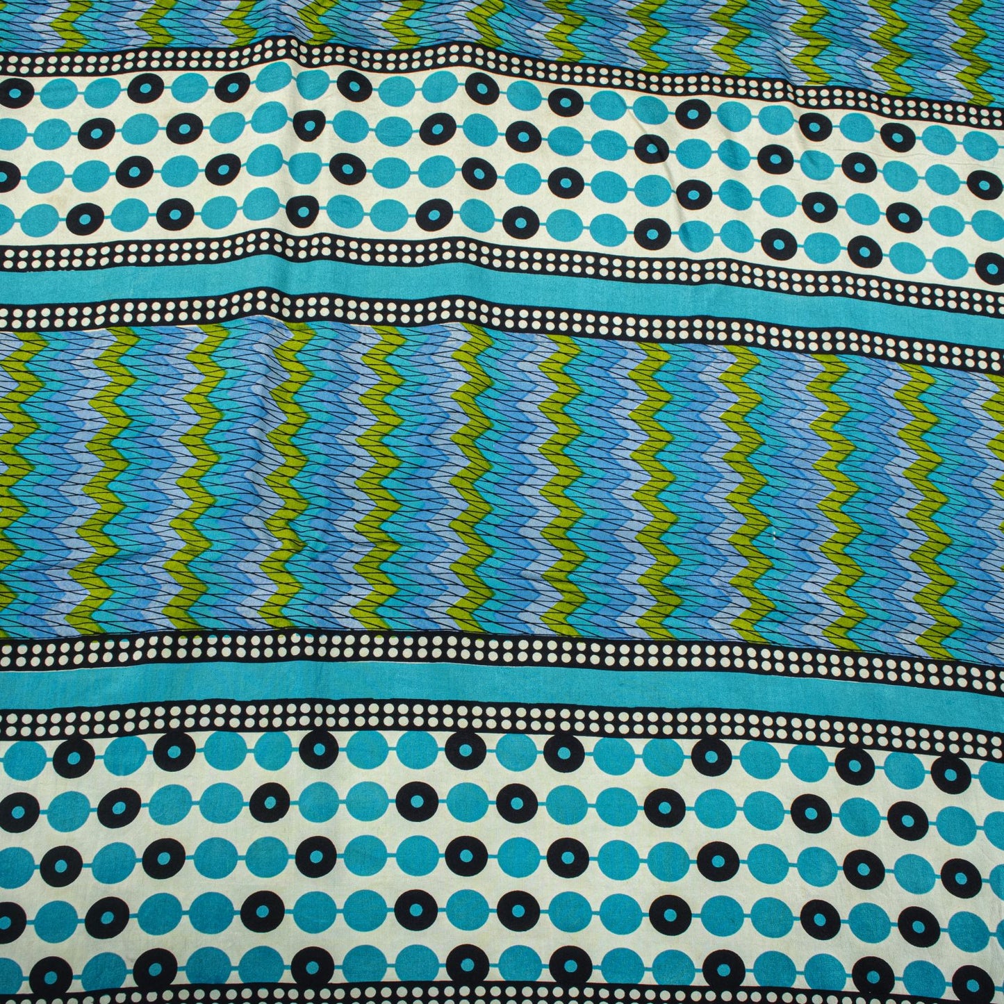 Sanskriti Vintage Saree Blue Pure Crepe Geometric Print Sari 5.5+Yd Craft Fabric
