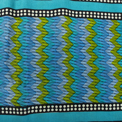 Sanskriti Vintage Saree Blue Pure Crepe Geometric Print Sari 5.5+Yd Craft Fabric