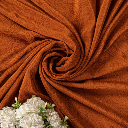 Sanskriti Vintage Saree Orange Pure Crepe Hand Embroidered Suzani-Printed Sari