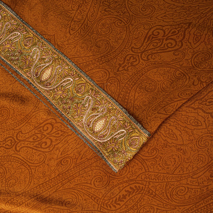 Sanskriti Vintage Saree Orange Pure Crepe Hand Embroidered Suzani-Printed Sari