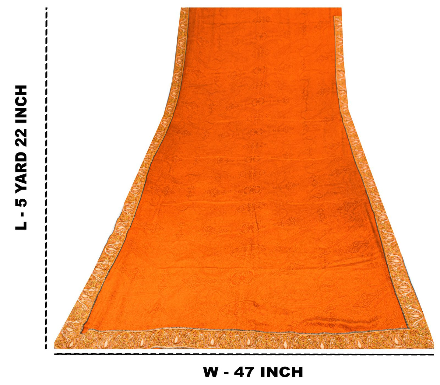 Sanskriti Vintage Saree Orange Pure Crepe Hand Embroidered Suzani-Printed Sari