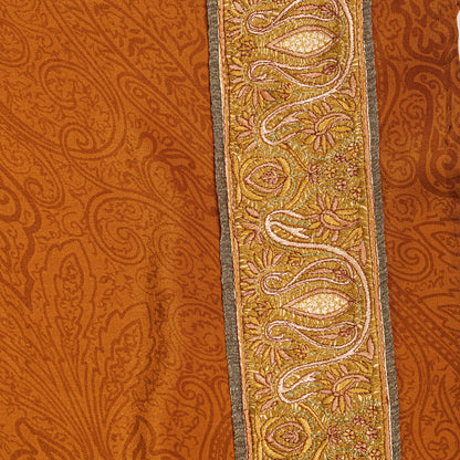 Sanskriti Vintage Saree Orange Pure Crepe Hand Embroidered Suzani-Printed Sari
