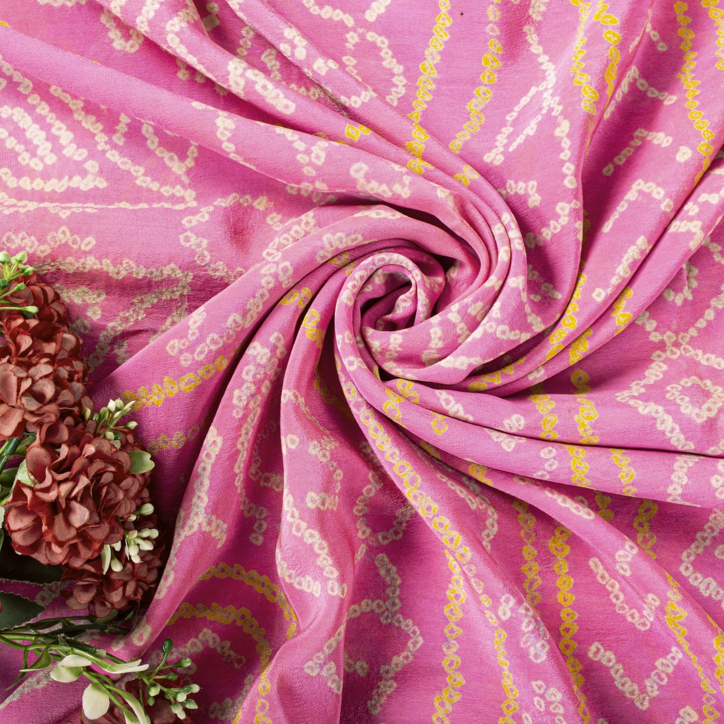 Sanskriti Vintage Saree Purple Pure Crepe Floral Bandhani Work Sari 5+Yd Fabric