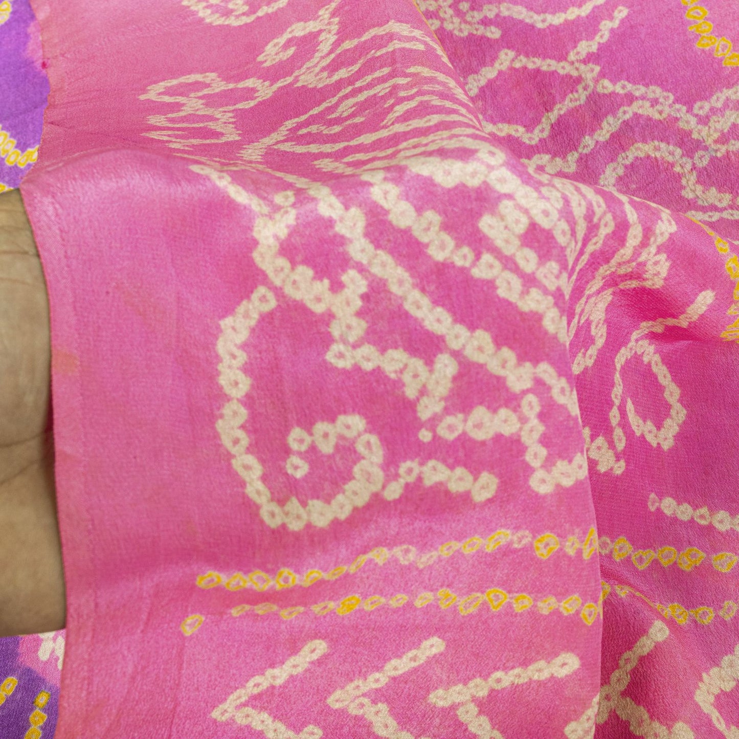 Sanskriti Vintage Saree Purple Pure Crepe Floral Bandhani Work Sari 5+Yd Fabric