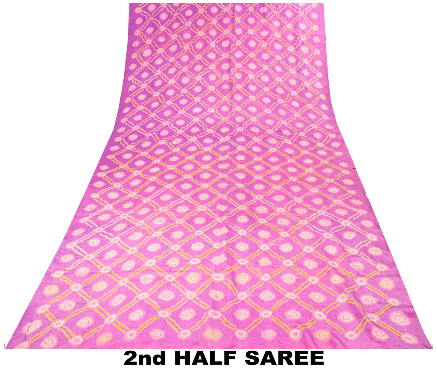 Sanskriti Vintage Saree Purple Pure Crepe Floral Bandhani Work Sari 5+Yd Fabric