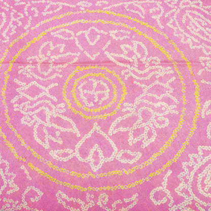 Sanskriti Vintage Saree Purple Pure Crepe Floral Bandhani Work Sari 5+Yd Fabric