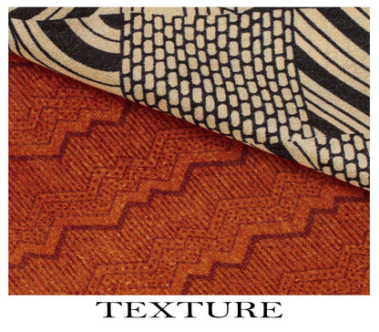 Sanskriti Vintage Saree Orange Pure Crepe Geometric Print Sari 6+Yd Craft Fabric