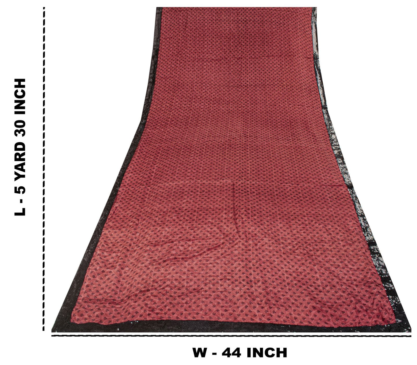 Sanskriti Vintage Saree Mauve Pure Crepe Paisley Print Sari 5.5+Yd Craft Fabric