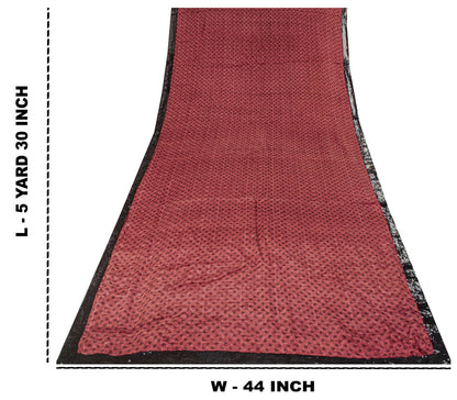 Sanskriti Vintage Saree Mauve Pure Crepe Paisley Print Sari 5.5+Yd Craft Fabric