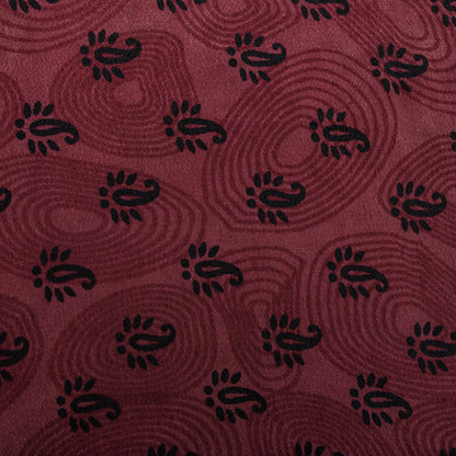 Sanskriti Vintage Saree Mauve Pure Crepe Paisley Print Sari 5.5+Yd Craft Fabric