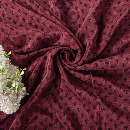 Sanskriti Vintage Saree Mauve Pure Crepe Paisley Print Sari 5.5+Yd Craft Fabric