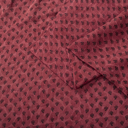 Sanskriti Vintage Saree Mauve Pure Crepe Paisley Print Sari 5.5+Yd Craft Fabric