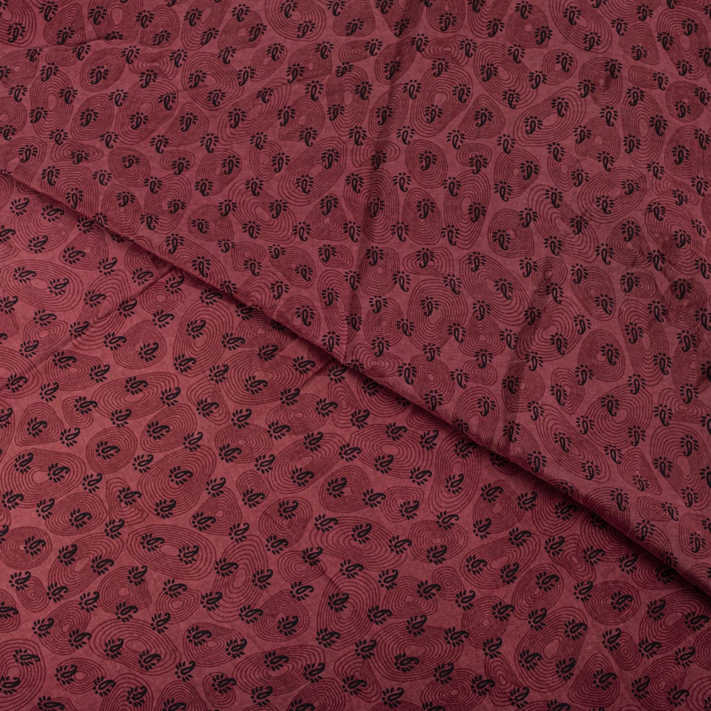 Sanskriti Vintage Saree Mauve Pure Crepe Paisley Print Sari 5.5+Yd Craft Fabric