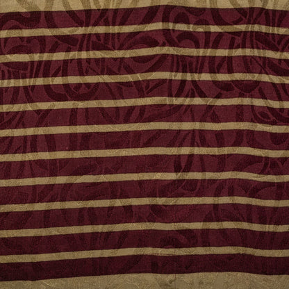 Sanskriti Vintage Saree Wine Pure Crepe Floral Printed-Self Sari 5.5+Yd Fabric