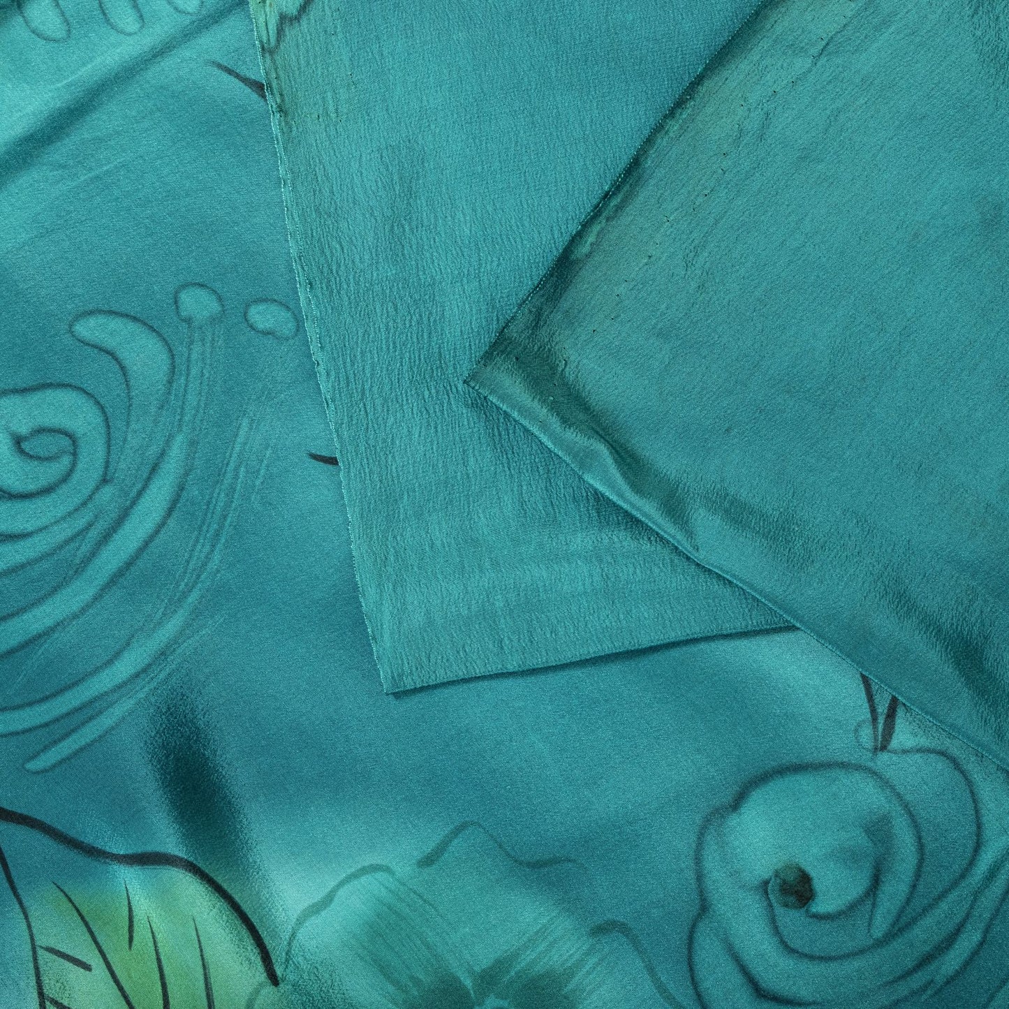 Sanskriti Vintage Saree Blue Pure Crepe Floral Digital Print Sari 5.5+Yd Fabric