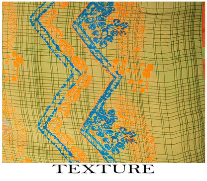 Sanskriti Vintage Saree Orange Pure Crepe Floral Printed Sari 5 Yd Craft Fabric