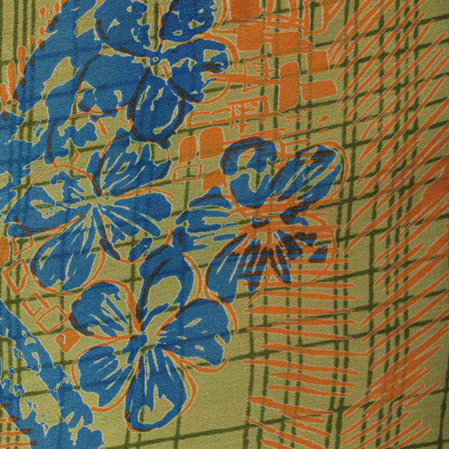Sanskriti Vintage Saree Orange Pure Crepe Floral Printed Sari 5 Yd Craft Fabric