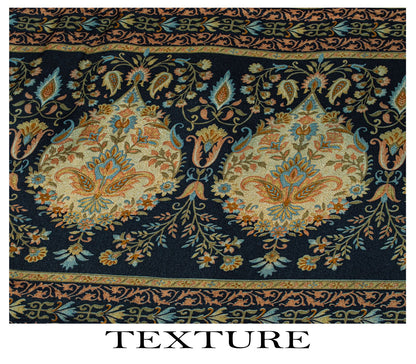 Sanskriti Vintage Saree Blue 100%Pure Crepe Floral Printed Sari 6Yd Craft Fabric