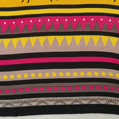 Sanskriti Vintage Saree Yellow Pure Crepe Pithora Art Printed Sari 5.5+Yd Fabric