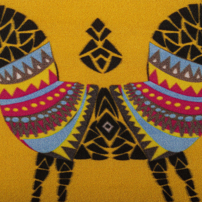 Sanskriti Vintage Saree Yellow Pure Crepe Pithora Art Printed Sari 5.5+Yd Fabric