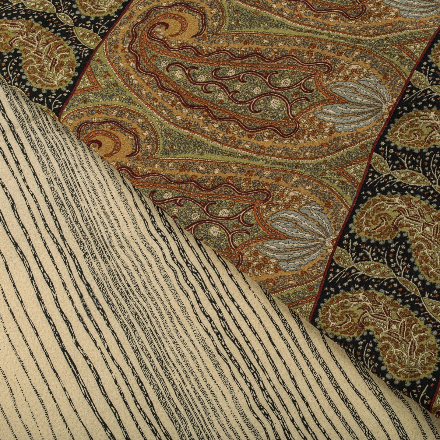 Sanskriti Vintage Saree Cream Pure Crepe Abstract Print Sari 5.5+Yd Craft Fabric