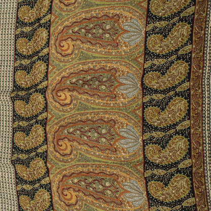 Sanskriti Vintage Saree Cream Pure Crepe Abstract Print Sari 5.5+Yd Craft Fabric