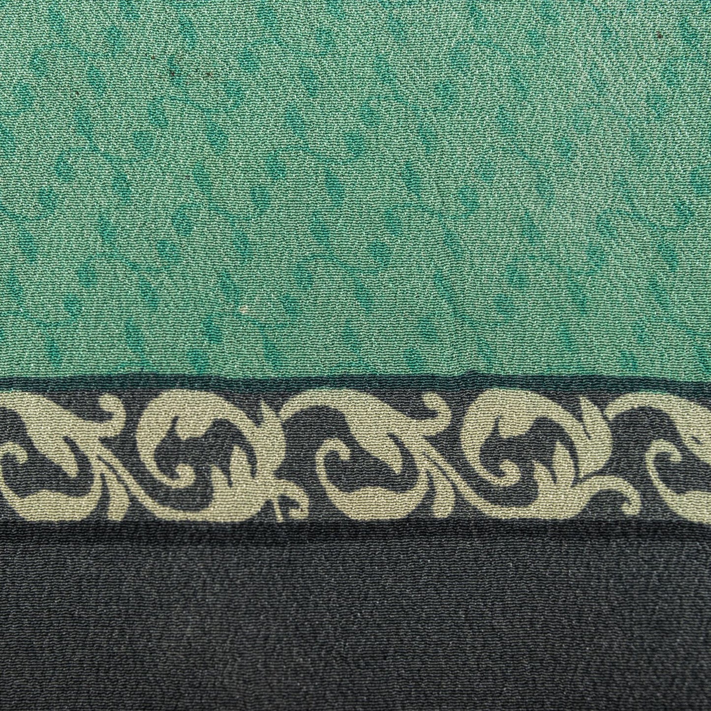 Sanskriti Vintage Saree Green Pure Crepe Floral Printed Sari 5.5Yd Craft Fabric