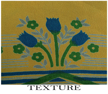 Sanskriti Vintage Saree Blue Pure Crepe Floral Printed Sari 5.5+Yd Craft Fabric