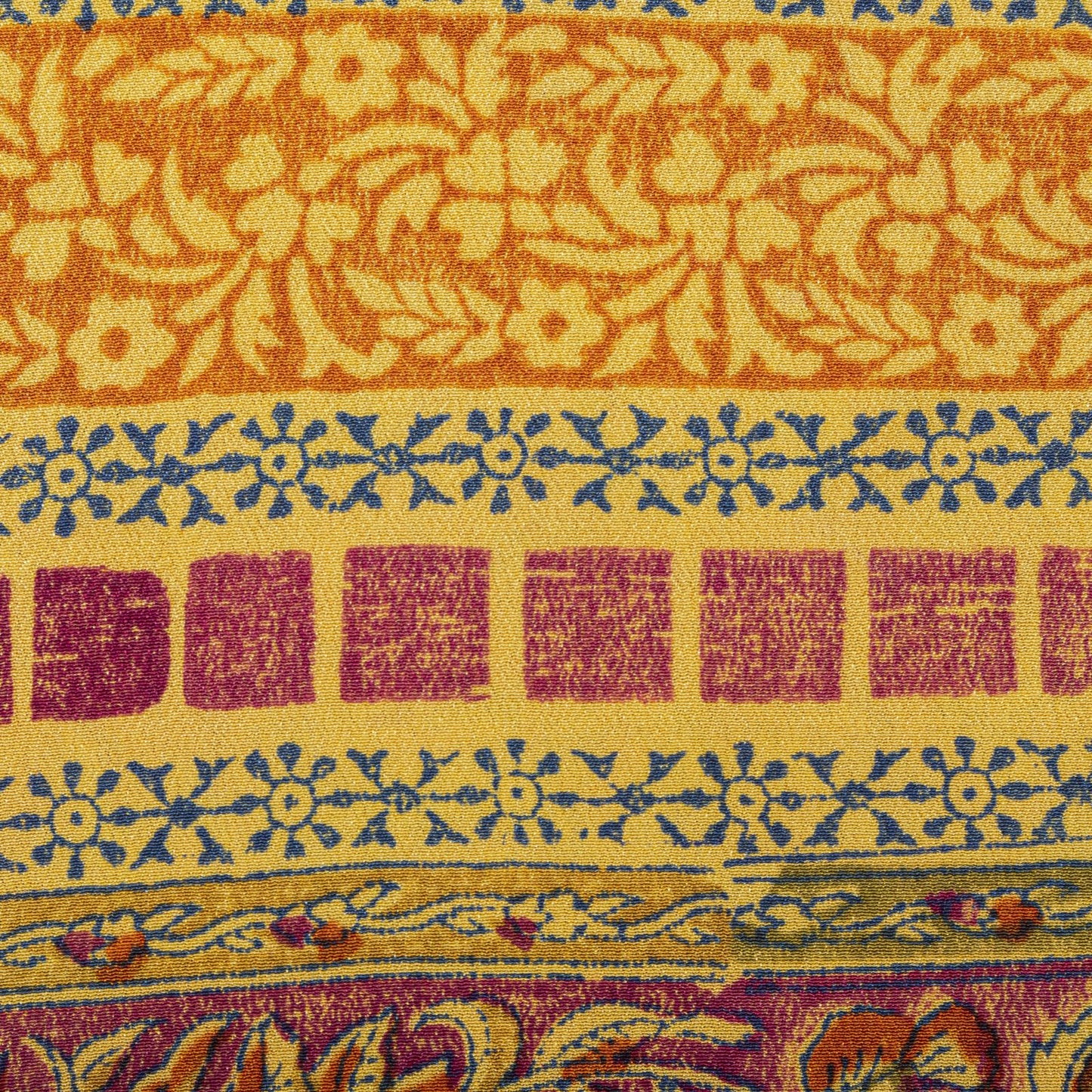 Sanskriti Vintage Orange Pure Crepe Silk Saree Floral Printed Sari 5.5 Craft DIY