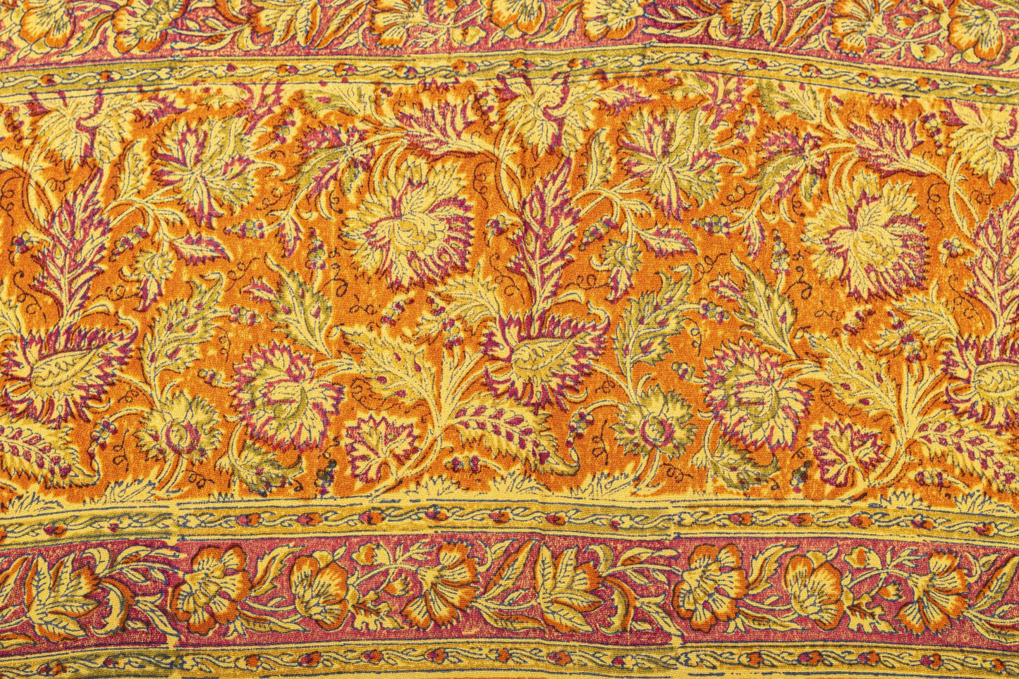 Sanskriti Vintage Orange Pure Crepe Silk Saree Floral Printed Sari 5.5 Craft DIY