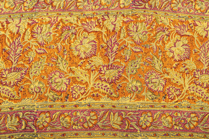 Sanskriti Vintage Orange Pure Crepe Silk Saree Floral Printed Sari 5.5 Craft DIY