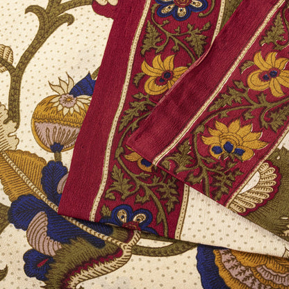 Sanskriti Vintage Cream Pure Crepe Silk Saree Floral Dot Printed Sari 5+Yard DIY