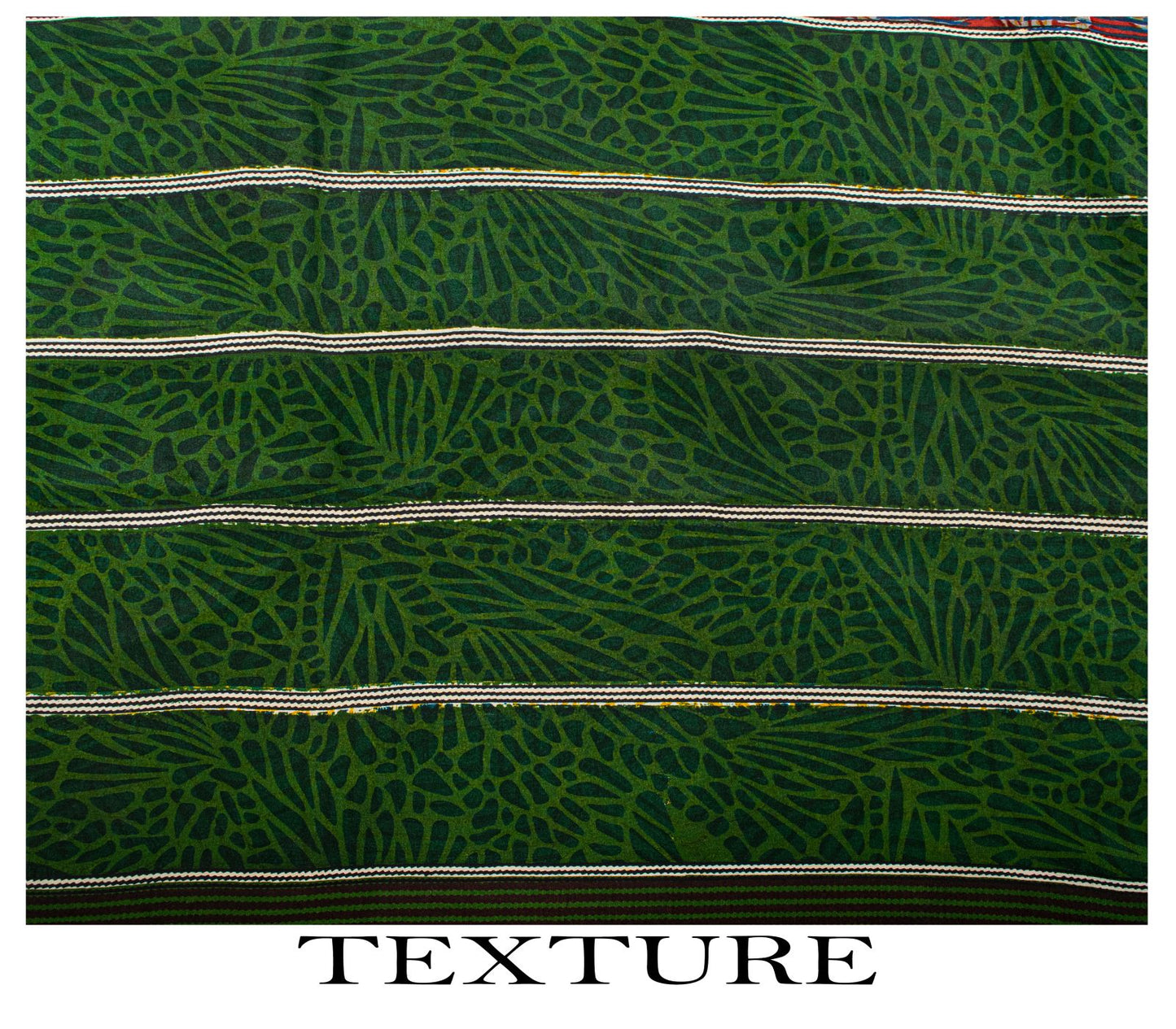 Sanskriti Vintage Saree Red-Green Pure Crepe Abstract Print Sari 5.5+Yd Fabric