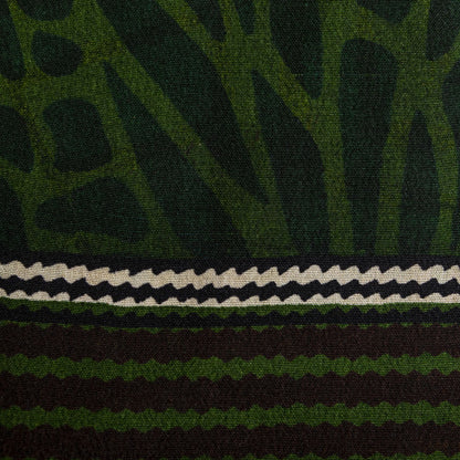 Sanskriti Vintage Saree Red-Green Pure Crepe Abstract Print Sari 5.5+Yd Fabric