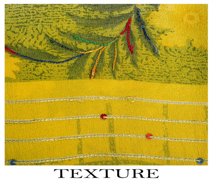 Sanskriti Vintage Saree Yellow Pure Crepe Embroidered-Printed Sari 5.5+YD Fabric
