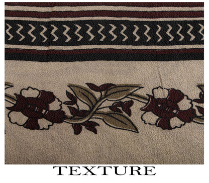Sanskriti Vintage Saree Wine Pure Crepe Floral Print-Solid Sari 5.5+Yard Fabric