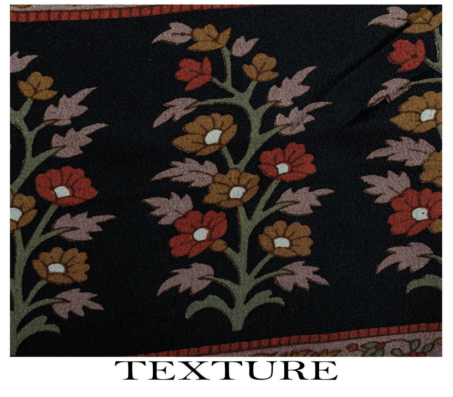 Sanskriti Vintage Saree Black Pure Crepe Floral Print Sari 5.5+Yard Craft Fabric