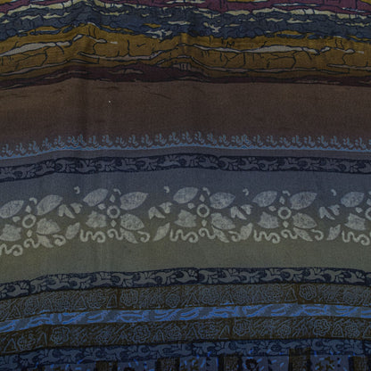 Sanskriti Vintage Saree Blue Pure Crepe Abstract Print Sari 5.5Yard Craft Fabric